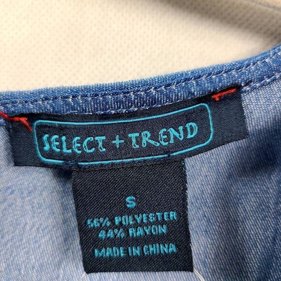 Select + Trend Ruffles Cap Sleeve Light Wash Top Size Small - Picture 6 of 6